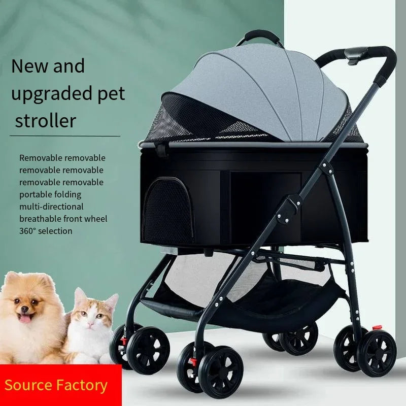 Carrito de transporte plegable para mascotas – Ligero, cómodo y listo para cualquier paseo