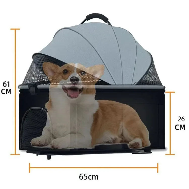 Carrito de transporte plegable para mascotas – Ligero, cómodo y listo para cualquier paseo