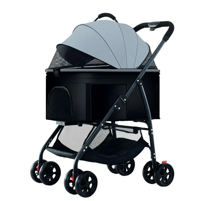 Carrito de transporte plegable para mascotas – Ligero, cómodo y listo para cualquier paseo