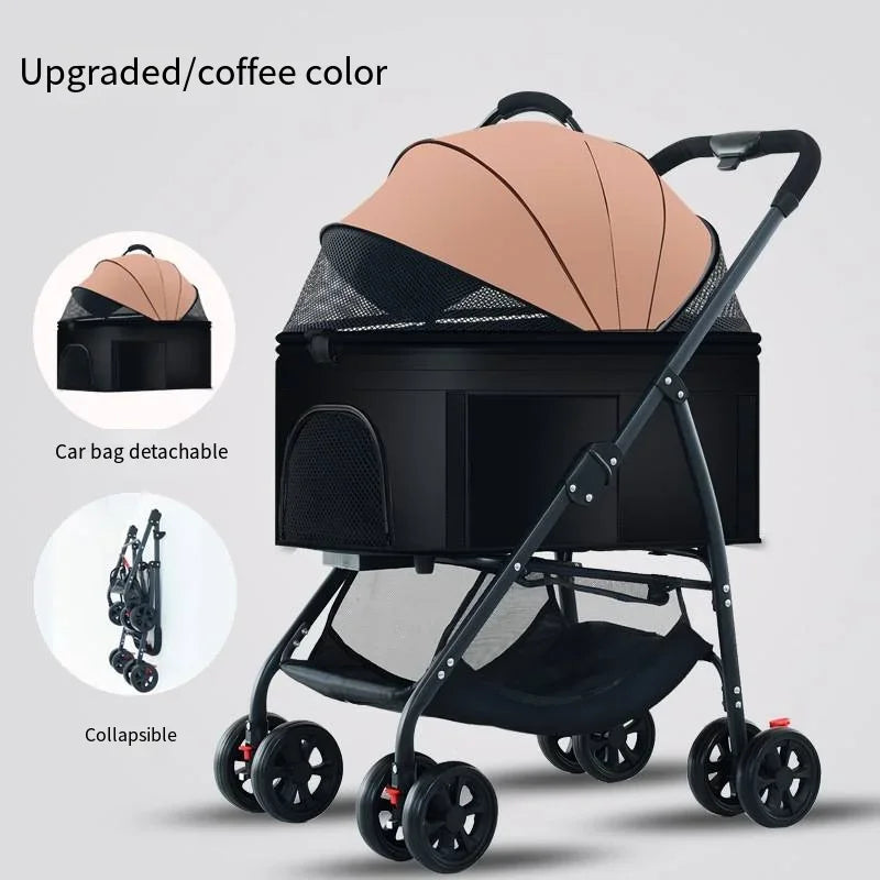 Carrito de transporte plegable para mascotas – Ligero, cómodo y listo para cualquier paseo