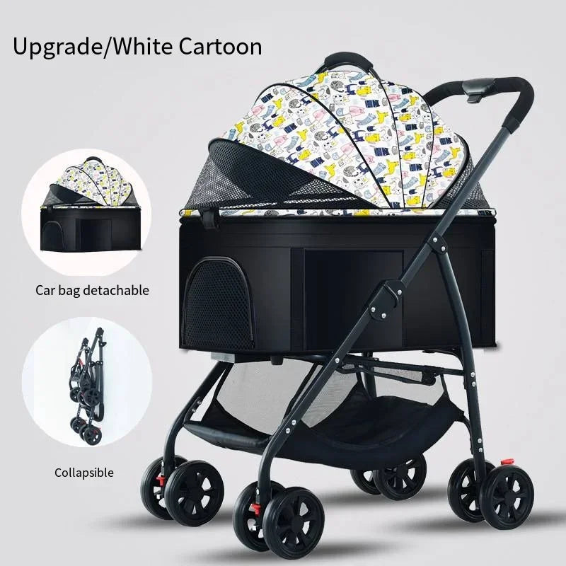 Carrito de transporte plegable para mascotas – Ligero, cómodo y listo para cualquier paseo