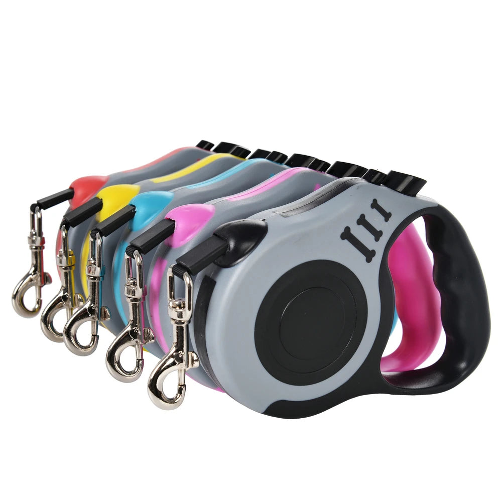 Correa retráctil automática 3 m o 5 m – Nylon resistente para pequeños perros y gatos