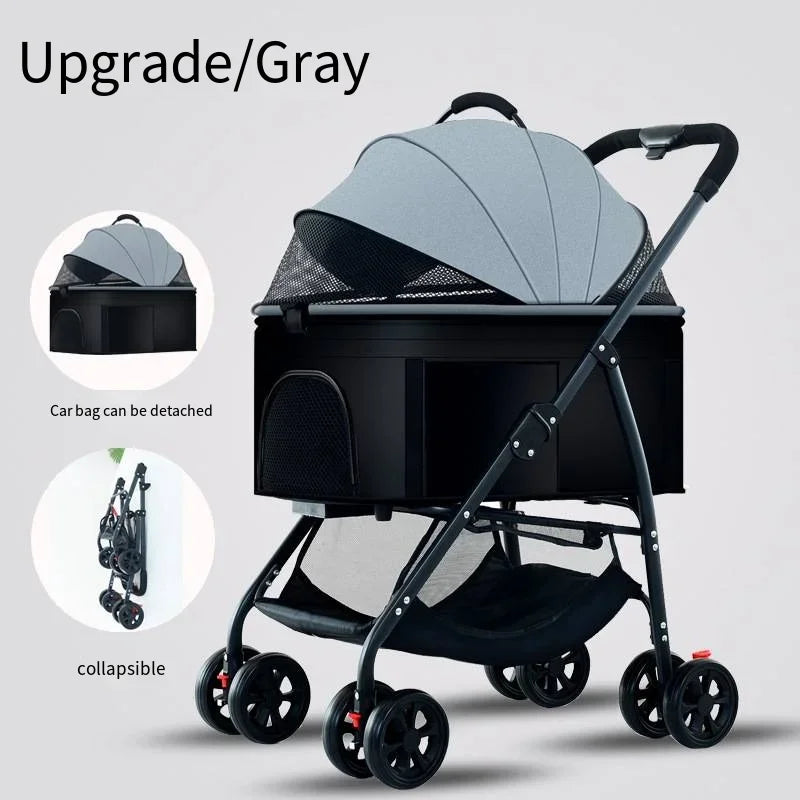 Carrito de transporte plegable para mascotas – Ligero, cómodo y listo para cualquier paseo