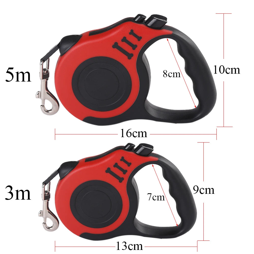 Correa retráctil automática 3 m o 5 m – Nylon resistente para pequeños perros y gatos