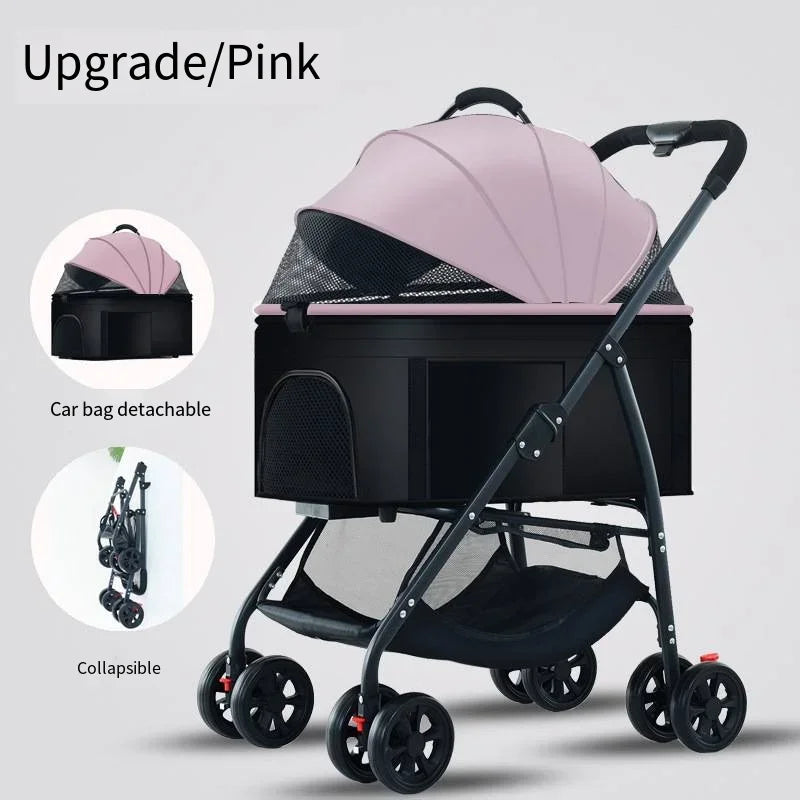 Carrito de transporte plegable para mascotas – Ligero, cómodo y listo para cualquier paseo