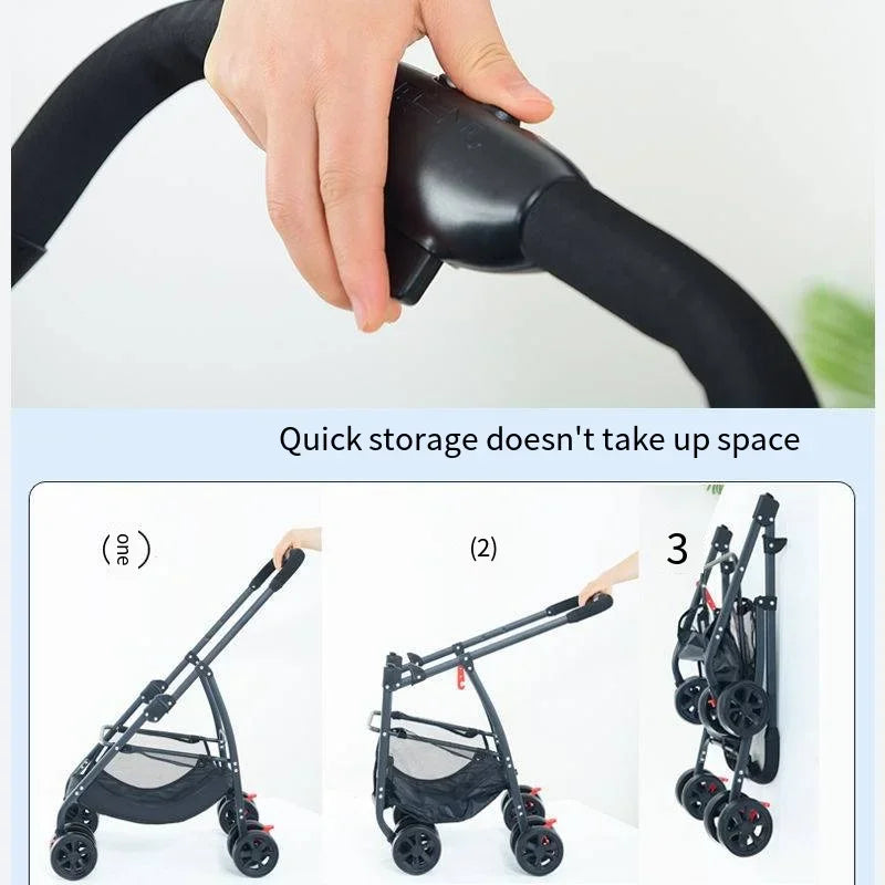 Carrito de transporte plegable para mascotas – Ligero, cómodo y listo para cualquier paseo