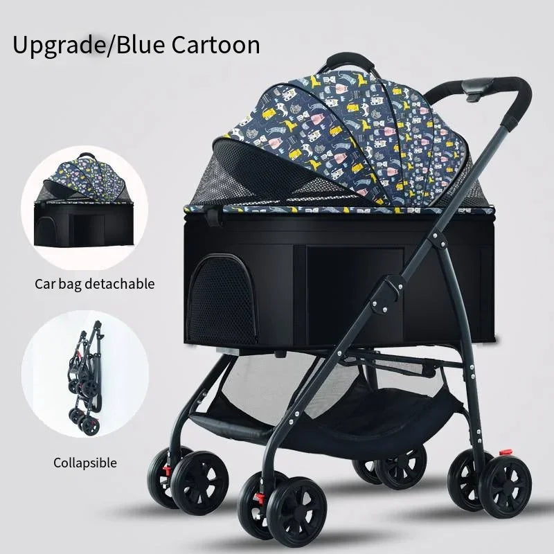 Carrito de transporte plegable para mascotas – Ligero, cómodo y listo para cualquier paseo