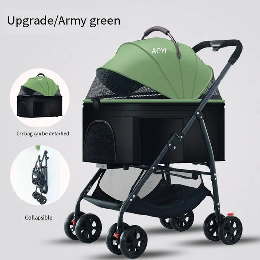 Carrito de transporte plegable para mascotas – Ligero, cómodo y listo para cualquier paseo