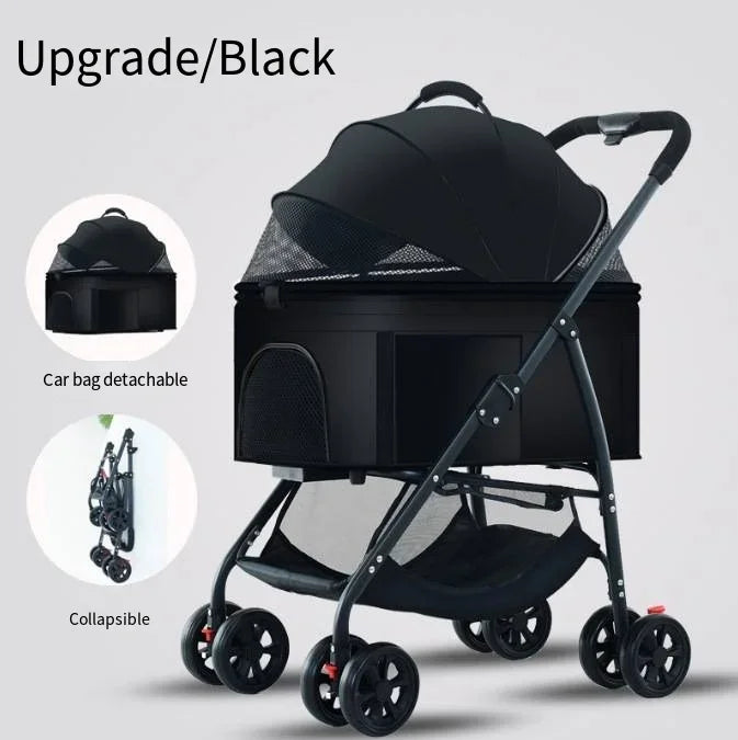 Carrito de transporte plegable para mascotas – Ligero, cómodo y listo para cualquier paseo